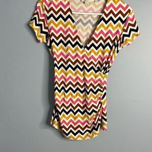 Boden Wrap Shirt Chevron Sz 6 Stripes